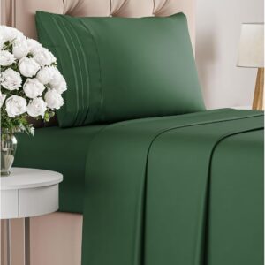Twin XL Size 3 Piece Sheet Set – Comfy Breathable & Cooling Bed Sheets Set – Hotel Luxury Bedding for Women, Men, Kids, Teens, Boys & Girls – Deep Pockets and Wrinkle Free – Oeko-Tex – Emerald Green