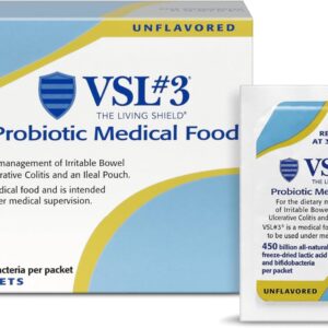 VSL #3® Probiotic Powder for Digestive Health, IBS & UC Symptoms – 450B CFUs, High-Potency, Multi-Strain, Live, Refrigerated Probiotic, Medical Food for Gut Health Support in Men & Women, 30 Pack