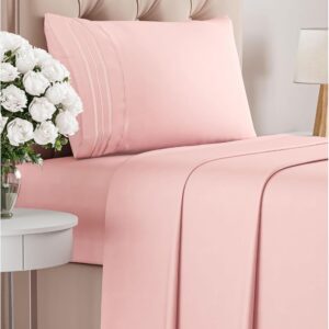 Twin Size 3 Piece Sheet Set – Comfy Breathable & Cooling Bed Sheets Set – Hotel Luxury Bedding for Women, Men, Kids, Teens, Boys & Girls – Deep Pockets, Ultra-Soft, Wrinkle Free – Oeko-Tex – Baby Pink