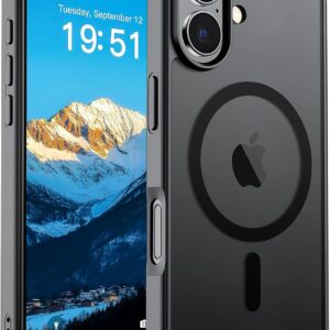 SUPFINE Magnetic for iPhone 17 Case (Compatible with MagSafe)(Military Grade Drop Protection) Translucent Matte Shockproof with Anti-Fingerprint Phone Cover,Black