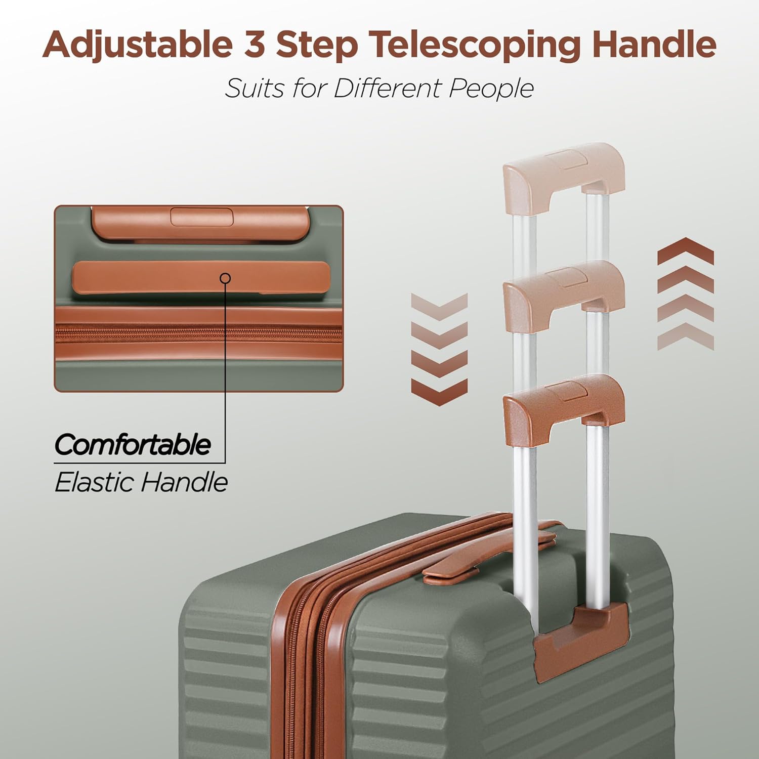 SHOWKOO Luggage Sets 3 Piece Hardside Expandable Suitcase with Double Spinner Wheels Tsa Lock Green (20in/24in/28in) - Image 5