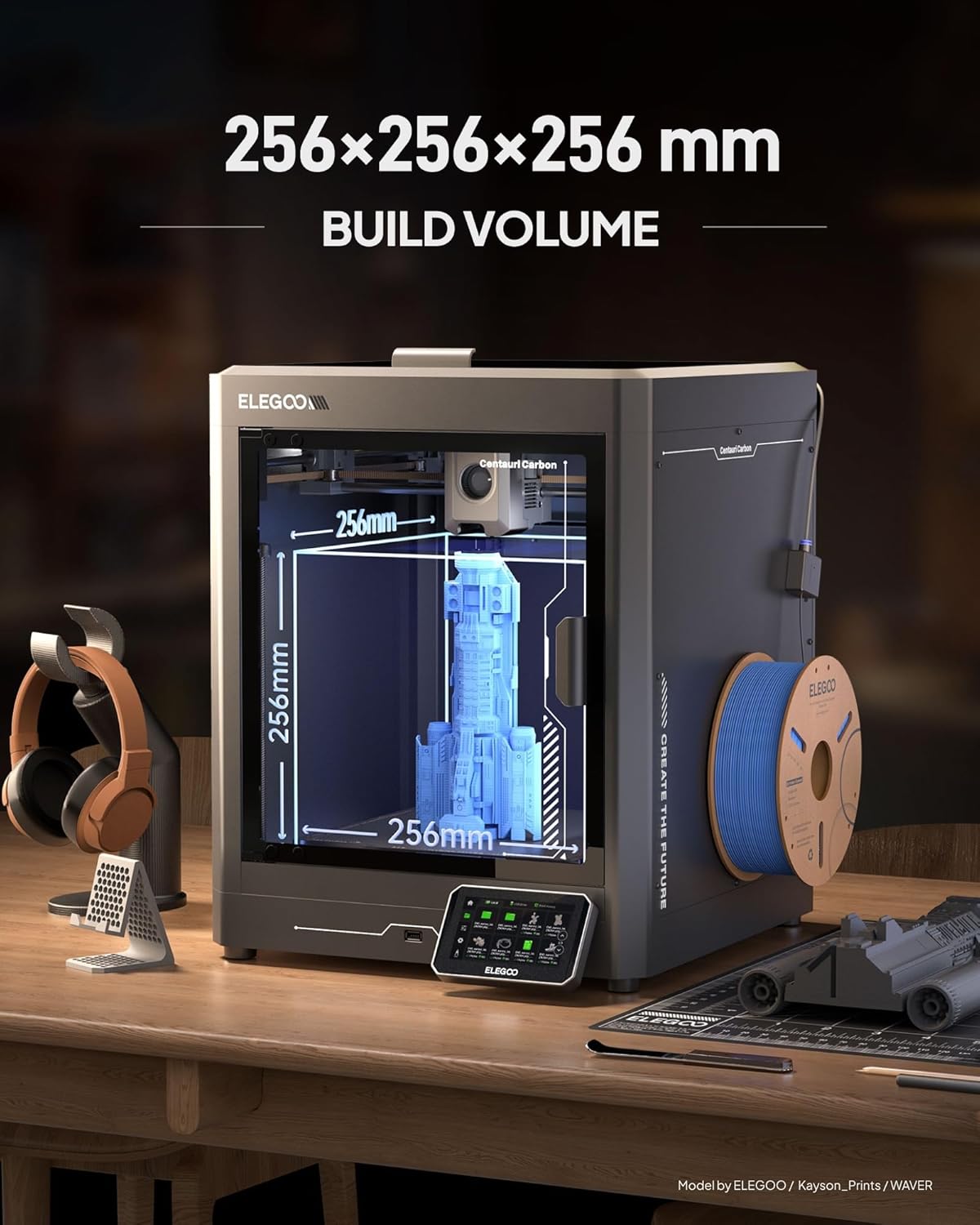 ELEGOO Centauri Carbon 3D Printer, CoreXY 500mm/s High Speed Printing with Auto Calibration, 320°C Nozzle and Built-in Camera, Ready to Print Out of The Box, 256x256x256mm Printing Size - Image 6