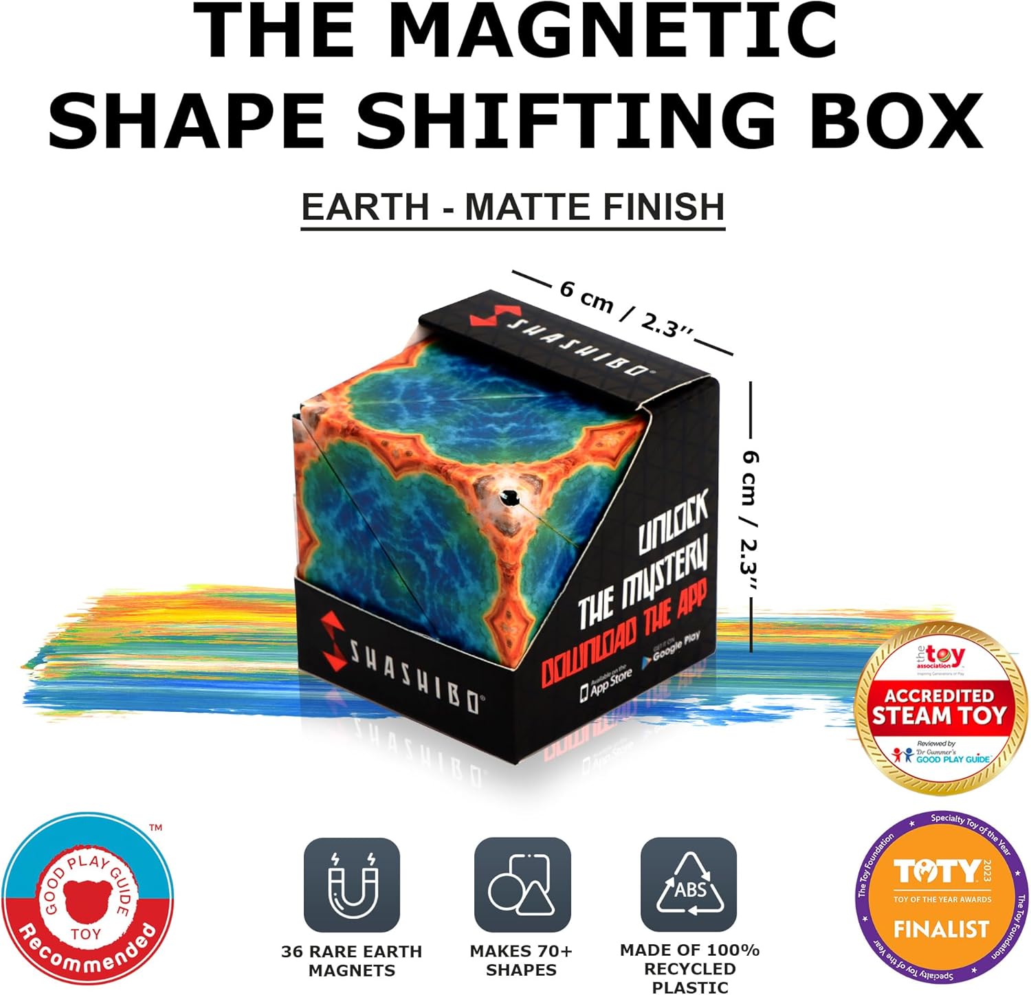 Shashibo Shape Shifting Box - Award-Winning STEM Fidget Toy with Strong Magnets - Fidget Cube Transforms Into 100+ Shapes, Christmas Stocking Stuffers Gift for Kids, Teens, and Adults (Earth) - Image 2