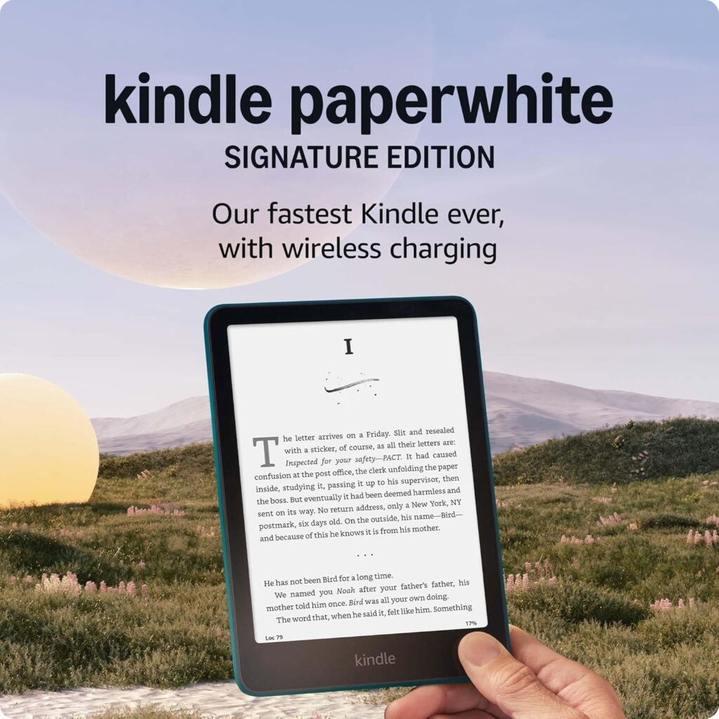 Amazon Kindle Paperwhite Signature Edition 32GB (newest model) – 20% faster with auto-adjusting front light, wireless charging, and weeks of battery life – Metallic Jade