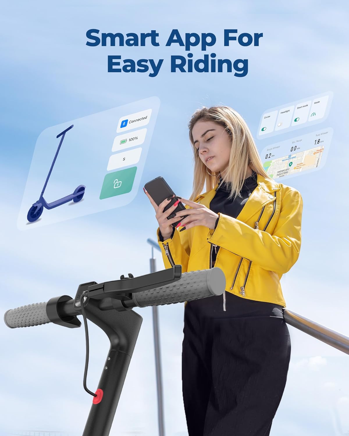 VOLPAM Electric Scooter, 350W/500W Powerful Motor, 8.5"/10" Solid Tires, 19/22Mph, 28/23/21/16 Miles Max Range, Dual Braking - Image 6