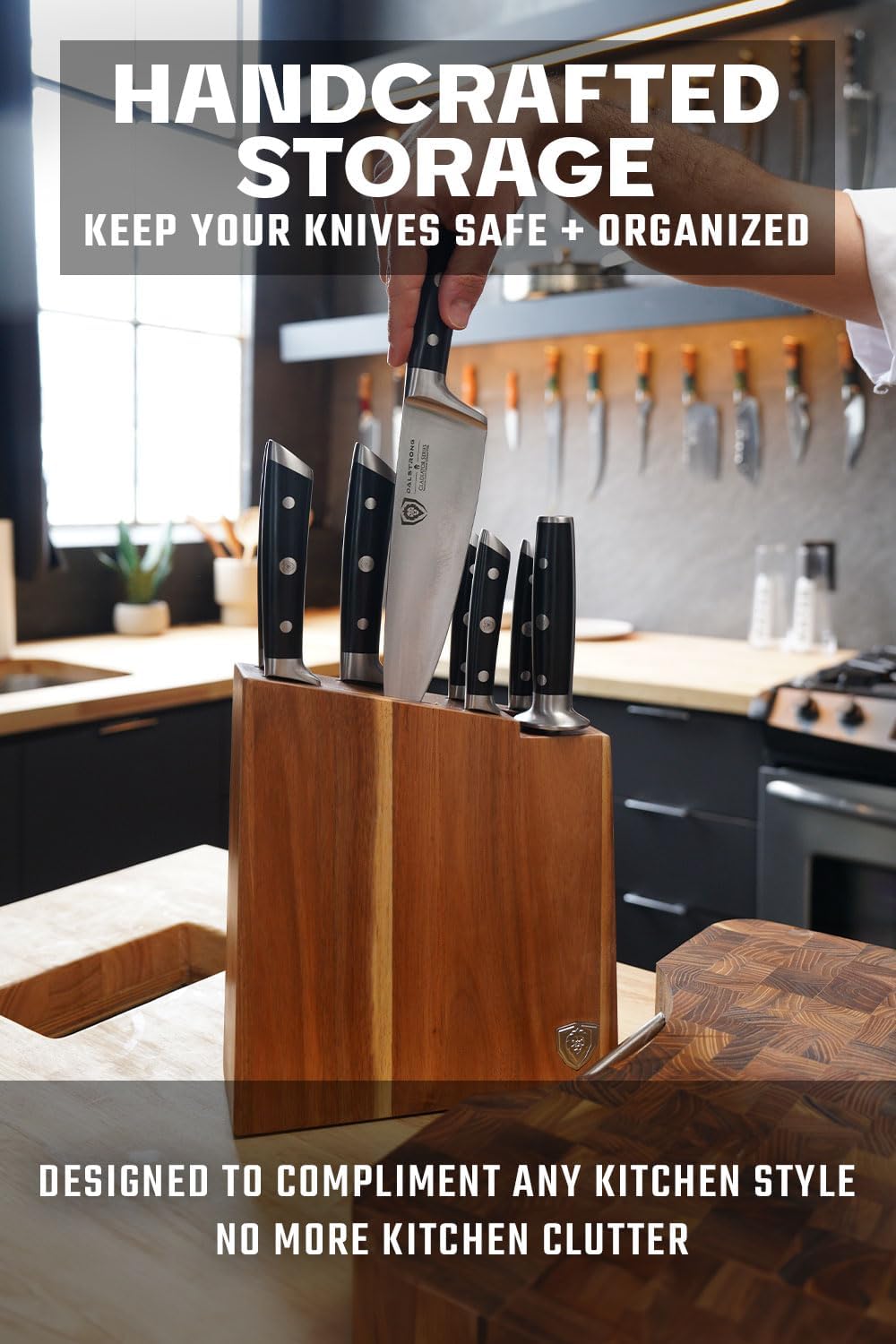 Dalstrong Knife Set Block - 8 Piece - Gladiator Series - German High Carbon Steel Kitchen Knife - Premium Food-Grade Black ABS Polymer Handles - NSF Certified - Image 2