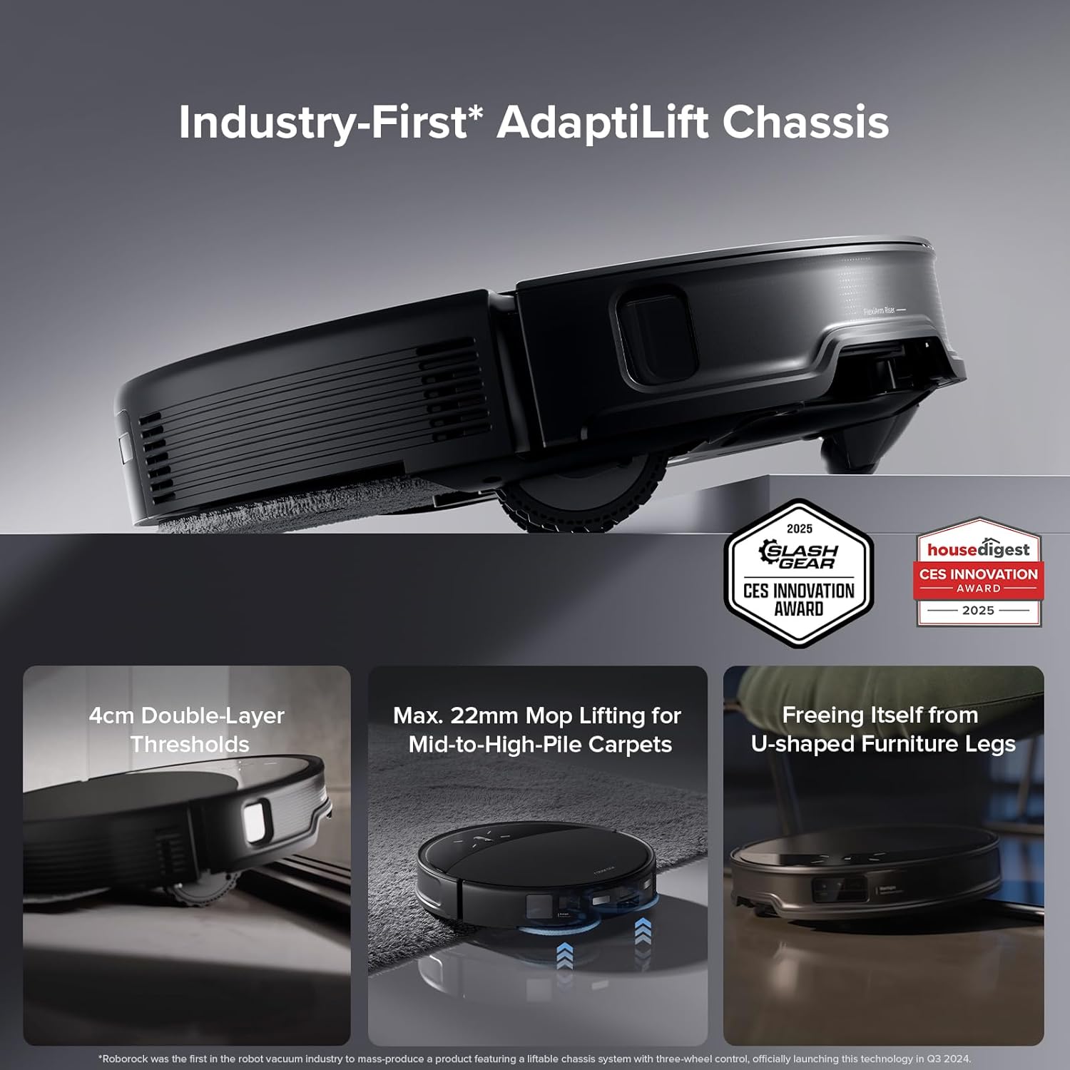 roborock Saros 10R Robot Vacuum and Mop, 22,000 Pa Suction, Zero-Tangling, 3.14’’ Ultra Slim, FlexiArm Riser Technology for Carpet & Floor, Corner & Edge Cleaning, Self-Emptying, Hot Air Drying, Black - Image 3