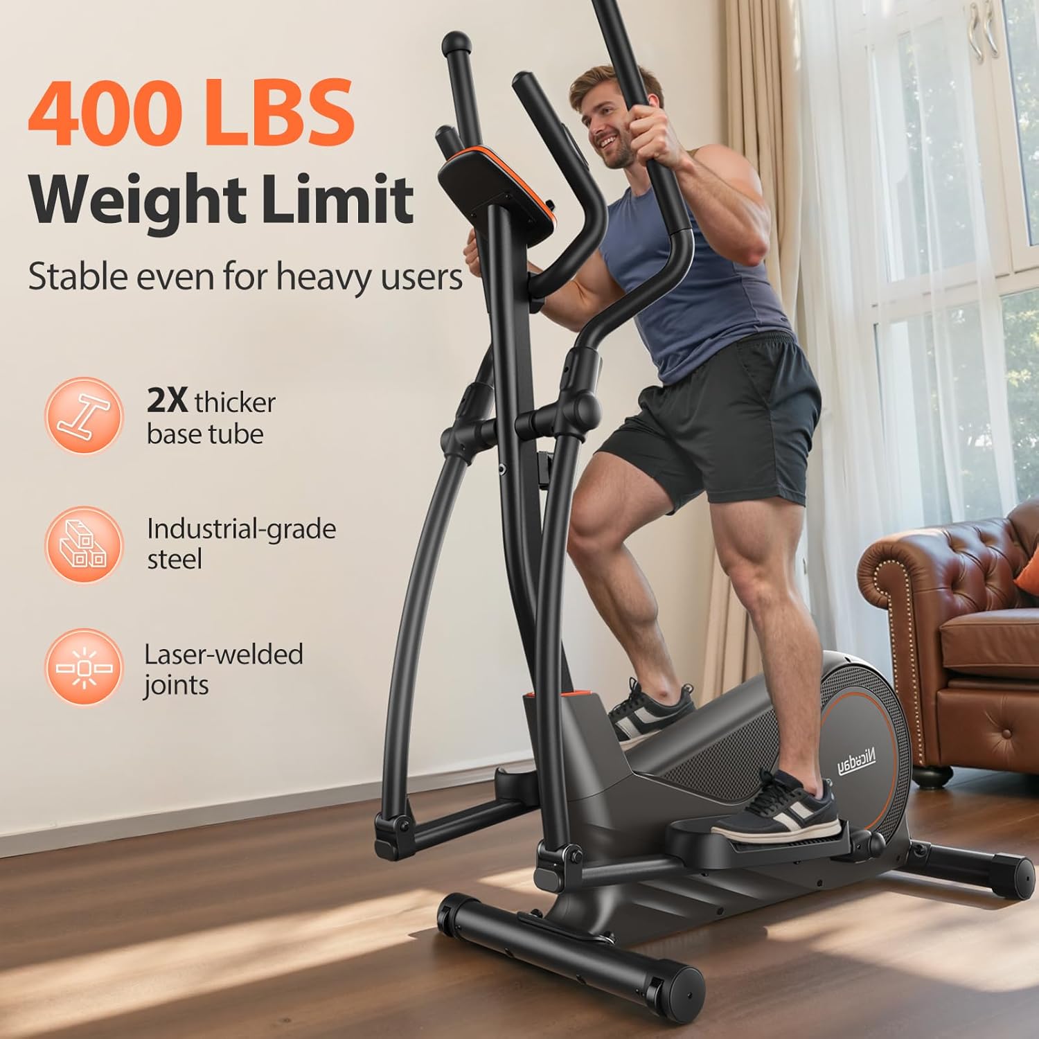 Niceday Elliptical Machine, Elliptical Exercise Machine for Home with Hyper-Quiet Magnetic Driving System, Elliptical Trainer with 15.5IN & 20IN Stride, 16 Resistance Levels, 500LBS Loading Capacity - Image 4