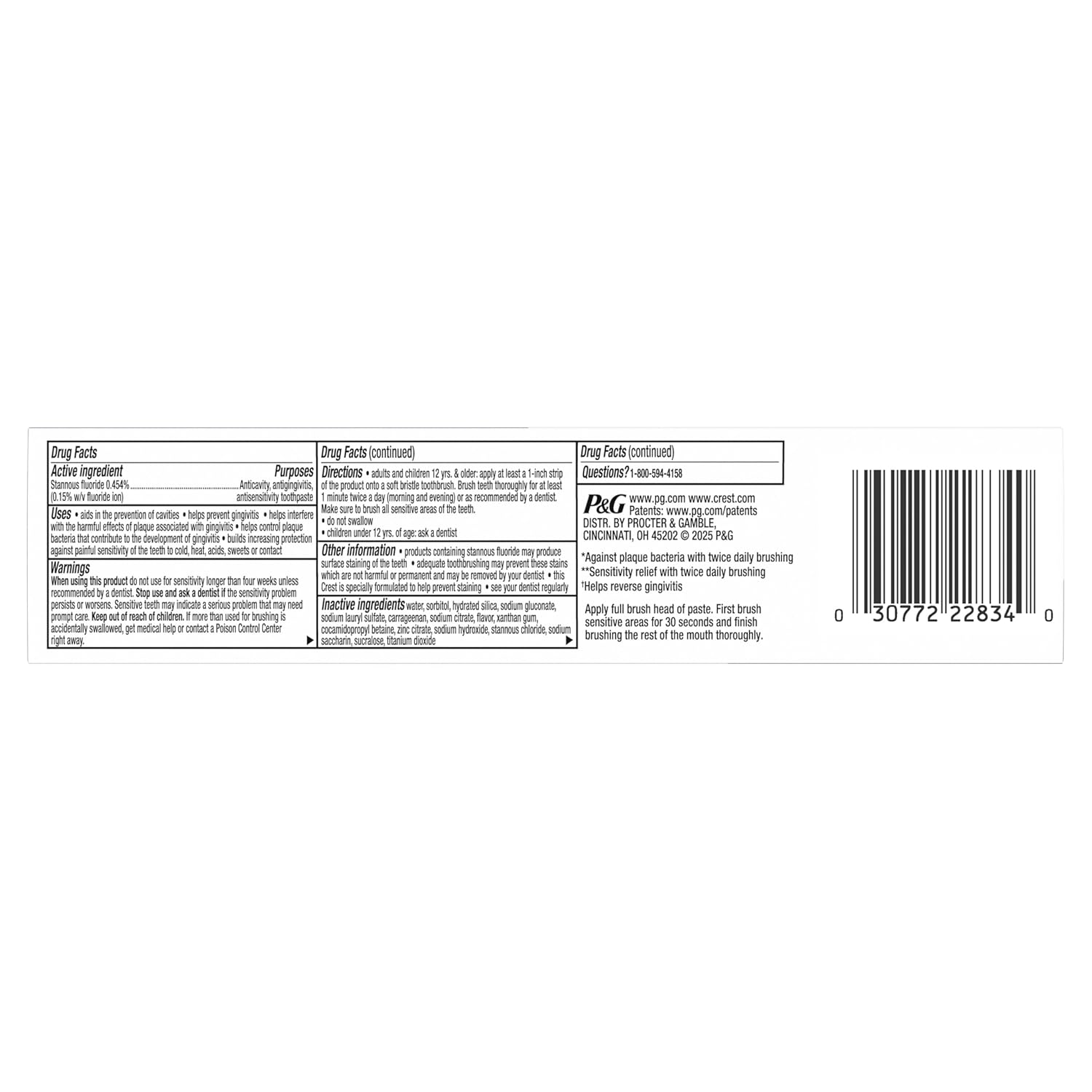 Crest Sensitive and Gum Toothpaste 4.8 oz (3 Pack), Relieves Sensitivity, Strengthens Gums, Anticavity, Clinically Proven, Antibacterial Toothpaste - Image 12