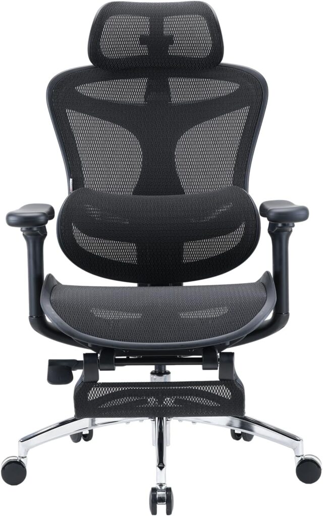 SIHOO Doro C300 Ergonomic Office Chair with Footrest, Ultra Soft 3D Armrests, Dynamic Lumbar Support for Home Office Chair, Adjustable Backrest Desk Chair, Swivel Big and Tall Computer Chair (Black)
