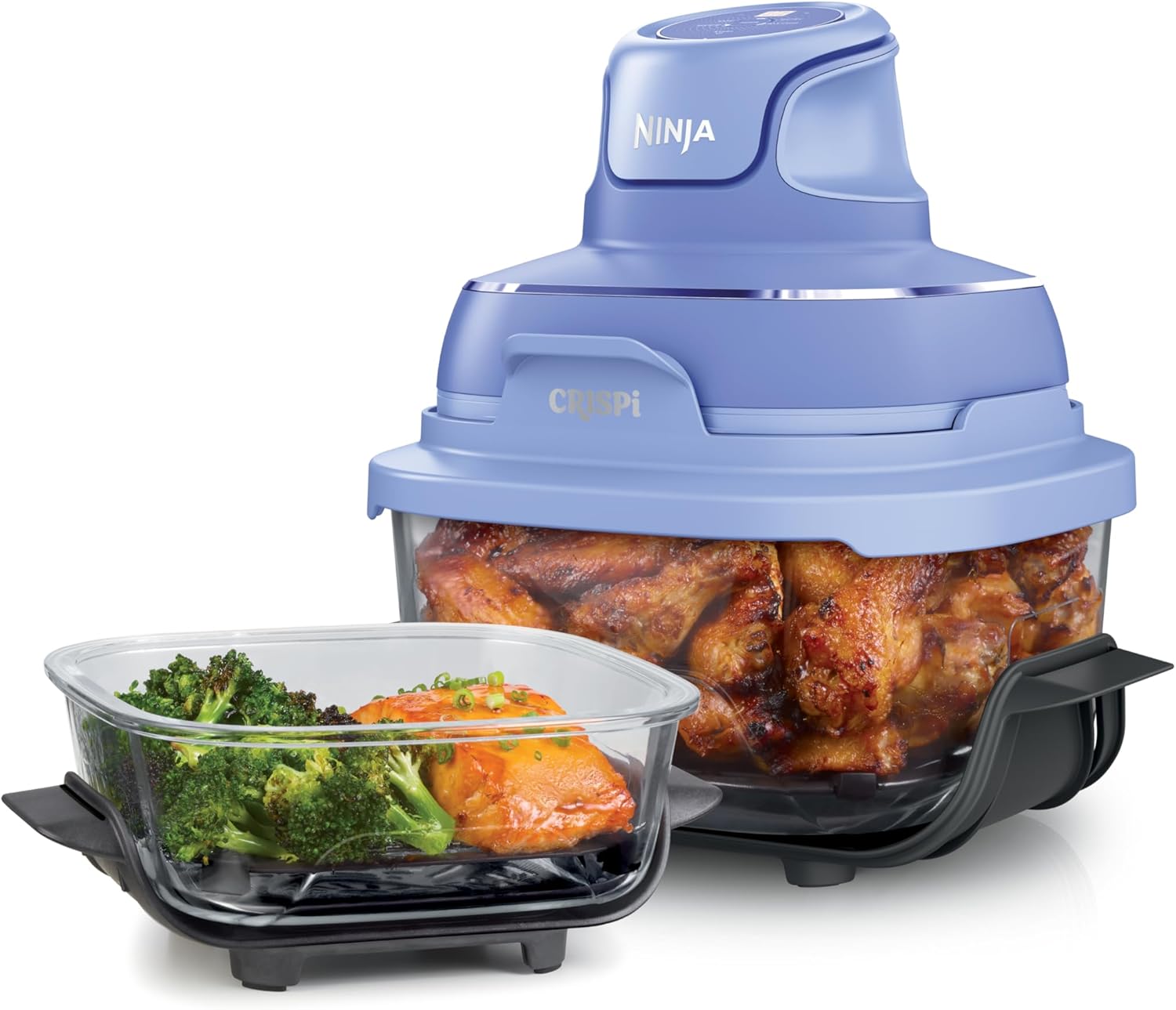 Ninja | Air Fryer | Crispi 4-in-1 Portable Cooking System | 4QT & 6 Cup Glass Containers, Crisper Plates & Storage Lids Included | Microwave, Freezer & Dishwasher Safe | Frosted Lilac | FN101PR