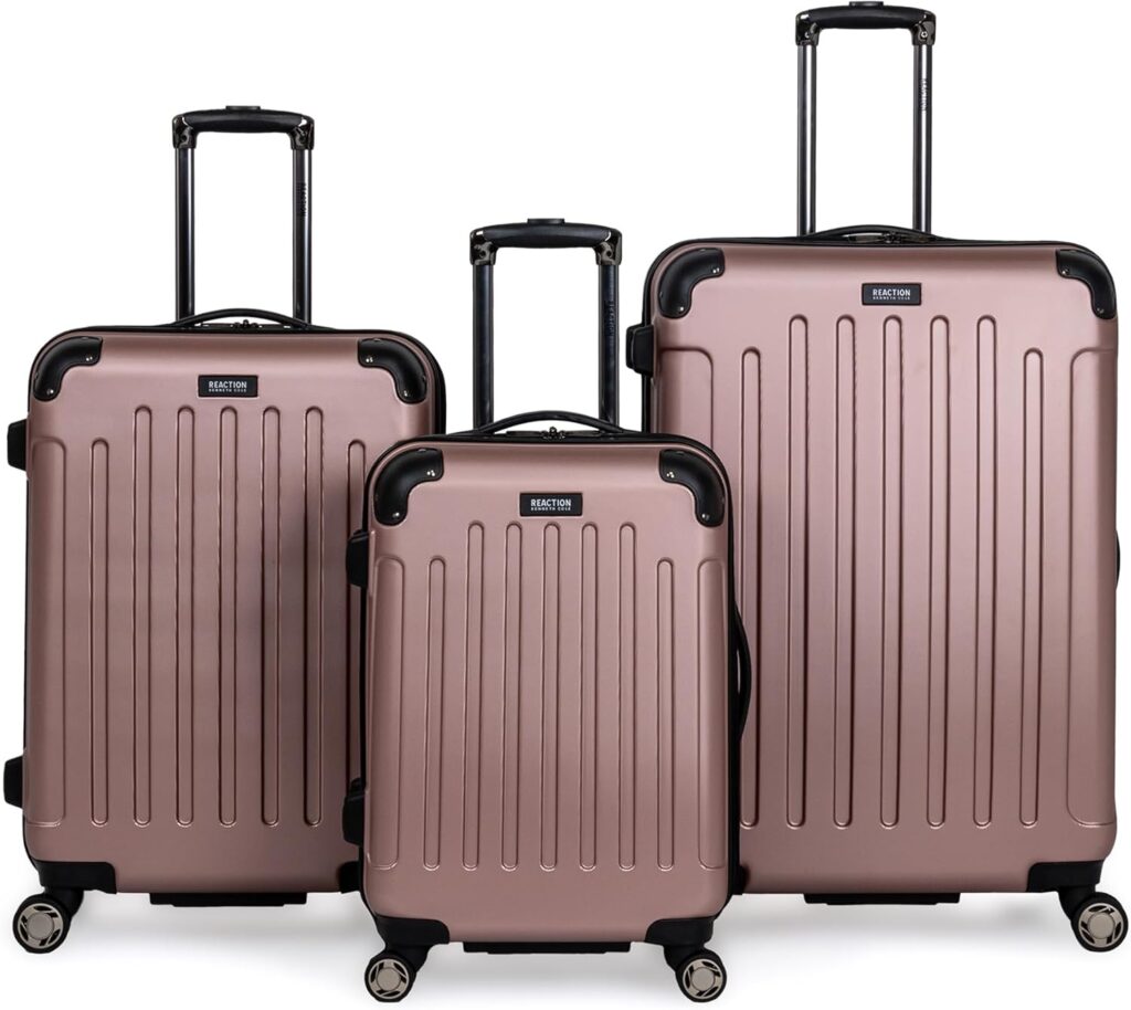 Kenneth Cole REACTION Renegade Luggage Expandable 8-Wheel Spinner Lightweight Hardside Suitcase, Rose Gold, 3-Piece Set (20"/24"/28")