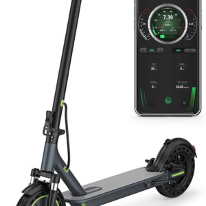 Electric Scooter – 8.5″/10” Solid Tires, 350W/500W Motor, Up to 19-22MPH and 21-24Miles Long-Range Portable Commuting Scooter for Adults with Double Braking System and App