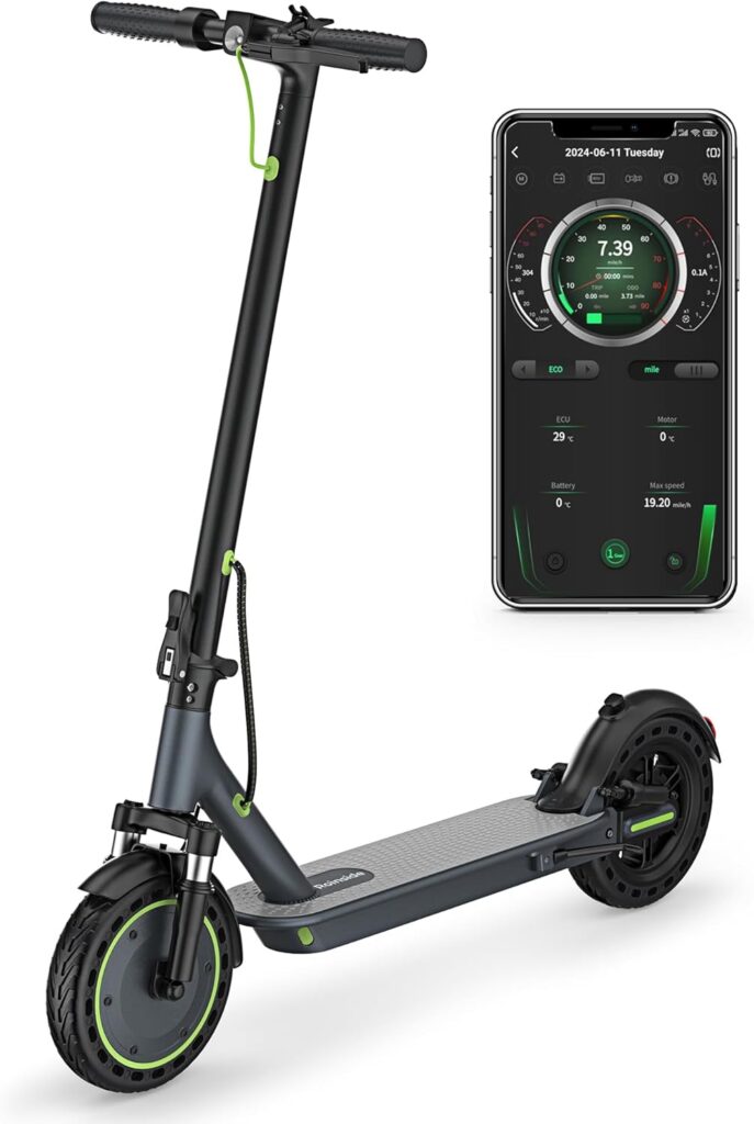 Electric Scooter - 8.5"/10'' Solid Tires, 350W/500W Motor, Up to 19-22MPH and 21-24Miles Long-Range Portable Commuting Scooter for Adults with Double Braking System and App