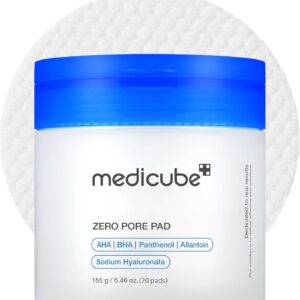 Medicube Zero Pore Pads 2.0, Dual-Textured Facial Toner Pads for Exfoliation and Pore Care with 4.5% AHA Lactic Acid & 0.45% BHA Salicylic Acid, Ideal for All Skin Types, Korean Skin Care (70 units)