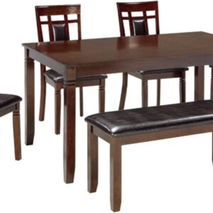 Signature Design by Ashley Bennox Dining Room Table and Chairs with Bench (Set of 6), Brown