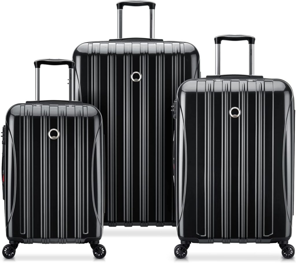 DELSEY PARIS Helium Aero Hardside Expandable Luggage with Spinner Wheels, Black, 3-Piece Set (21/24/28)