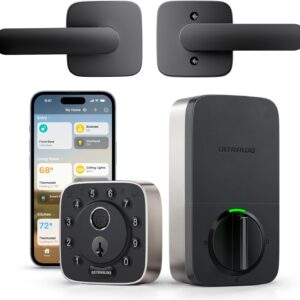 ULTRALOQ Bolt Fingerprint Smart Lock with Handle Set, Works with Apple Home, Keyless Entry Front Door Lock Set, Built-in WiFi Deadbolt with Door Sensor, App Remote Control, Auto Unlock, BHMA Certified