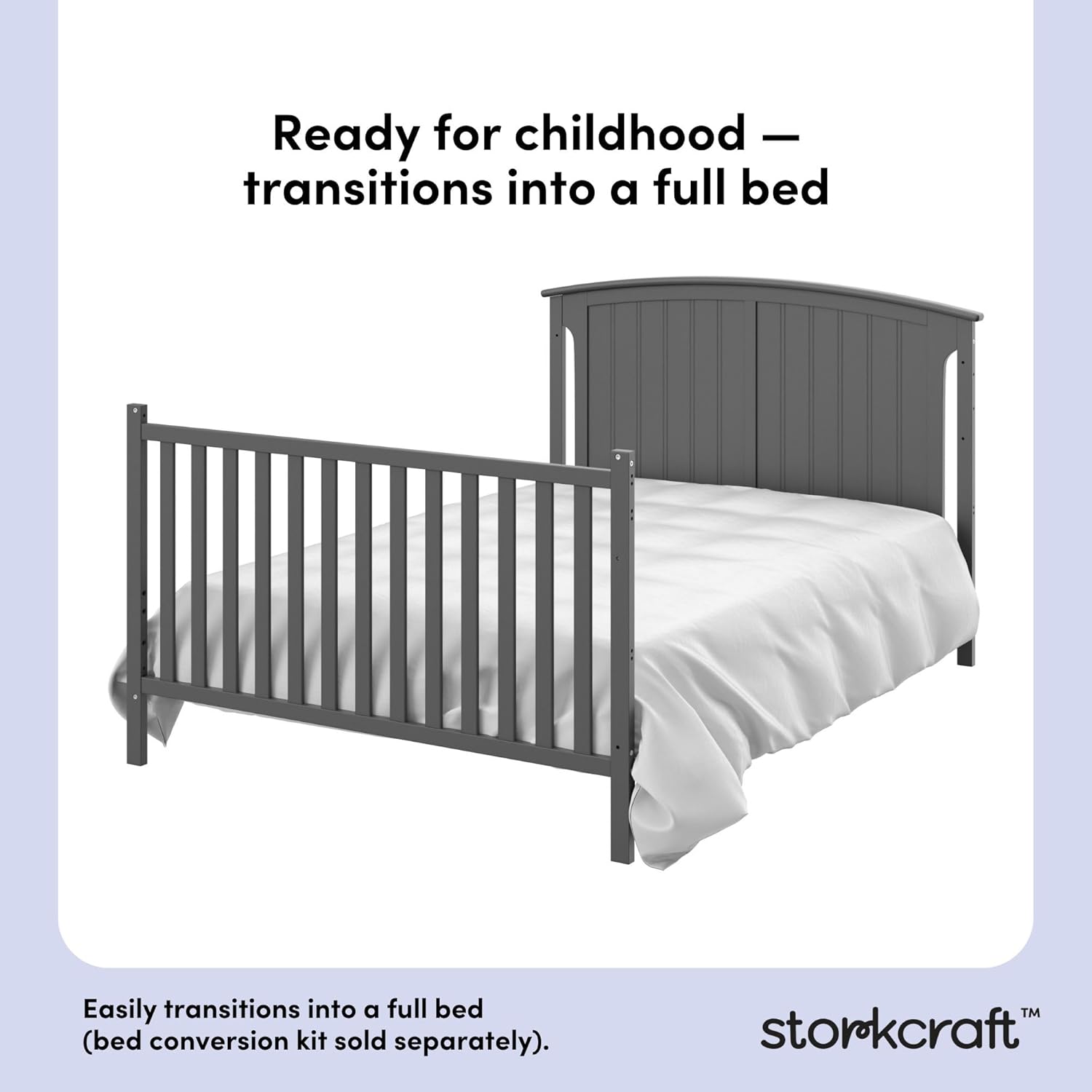Storkcraft Steveston 5-in-1 Convertible Crib and Changer with Drawer (Gray) – GREENGUARD Gold Certified, Crib and Changing Table Combo with Drawer, Converts to Toddler Bed, Daybed and Full-Size Bed - Image 5