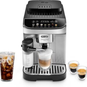 De’Longhi Magnifica Evo Automatic Espresso & Coffee Machine with Auto Milk Frother, Built-in Grinder & Auto-Clean Function – For Latte, Cappuccino, Americano, Iced Coffee, ECAM29084SB , Silver