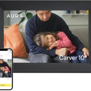 Aura Carver HD WiFi Digital Picture Frame, 10.1”, Add Photos with Aura App, Free Unlimited Storage – Wirecutter’s Pick for Best Digital Photo Frame 2022 – Gravel