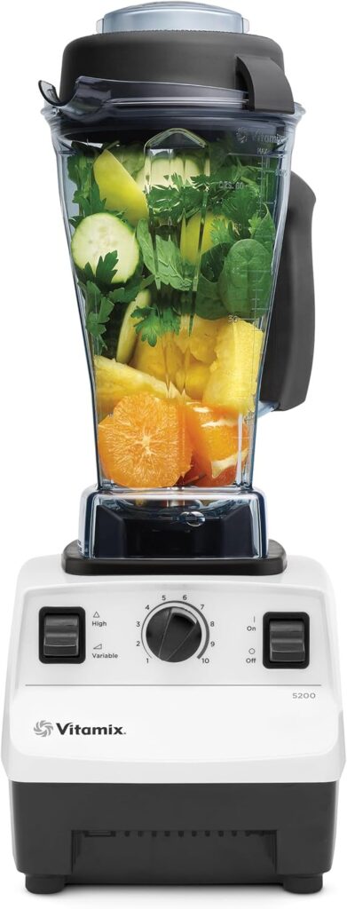 Vitamix 5200 Blender, Professional-Grade Blender for Smoothies, Soups, Ice Cream and More, Stainless-Steel Blades, Self-Cleaning Kitchen Appliance, 64 Oz Container, White
