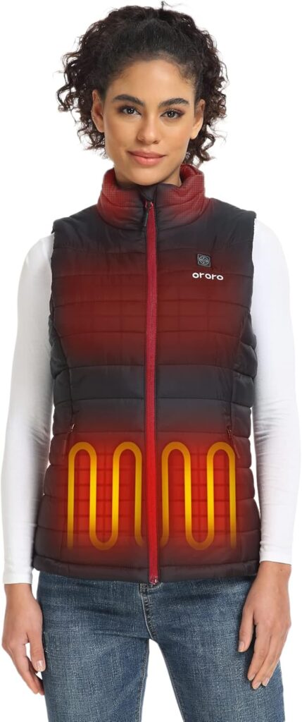 ORORO Women's Lightweight Heated Vest with USB-C Rechargeable Battery, Puffer Classic Heating Vest