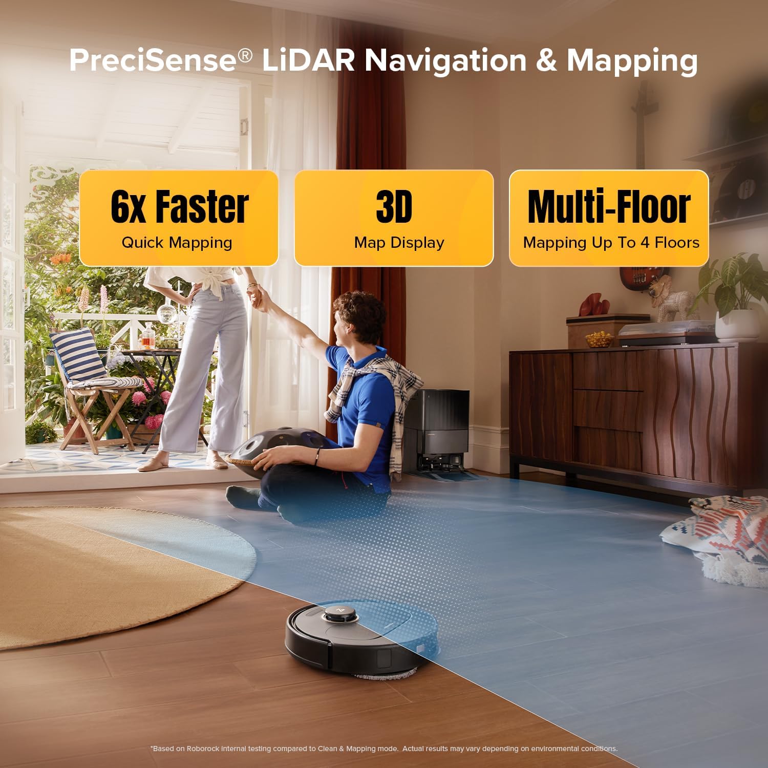 roborock Qrevo S5V Robot Vacuum and Mop, FlexiArm Edge Mopping, 12,000Pa Suction, Dual Zero-Tangle System, Smart Obstacle Avoidance, 10mm Mop Lifting, Auto Mop Washing&Drying, Self-Emptying&Refilling - Image 8