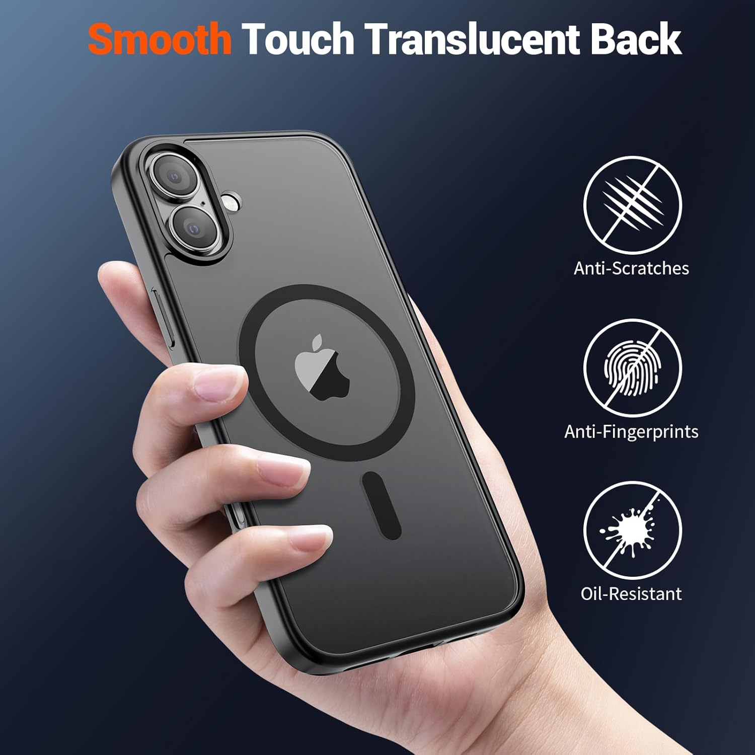 SUPFINE Magnetic for iPhone 16 Case (Compatible with MagSafe) (Military Grade Drop Protection) Translucent Matte Shockproof with Anti-Fingerprint Phone Cover,Black - Image 6