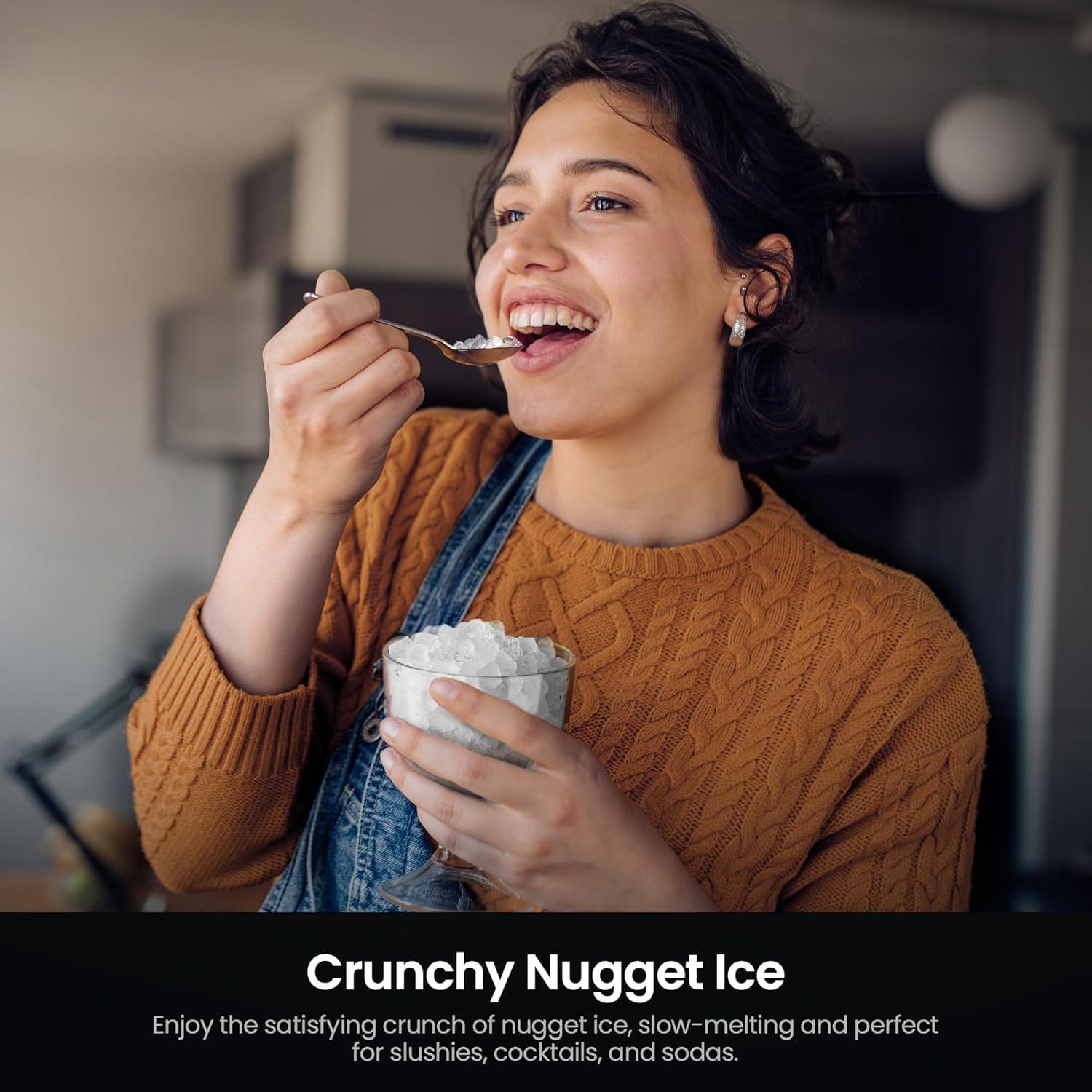 Kismile Nugget Ice Makers Countertop,Portable Ice Machine with Crushed Ice, 35lbs/Day,Self-Cleaning,One-Click Operation for Home Use(Silver) - Image 6