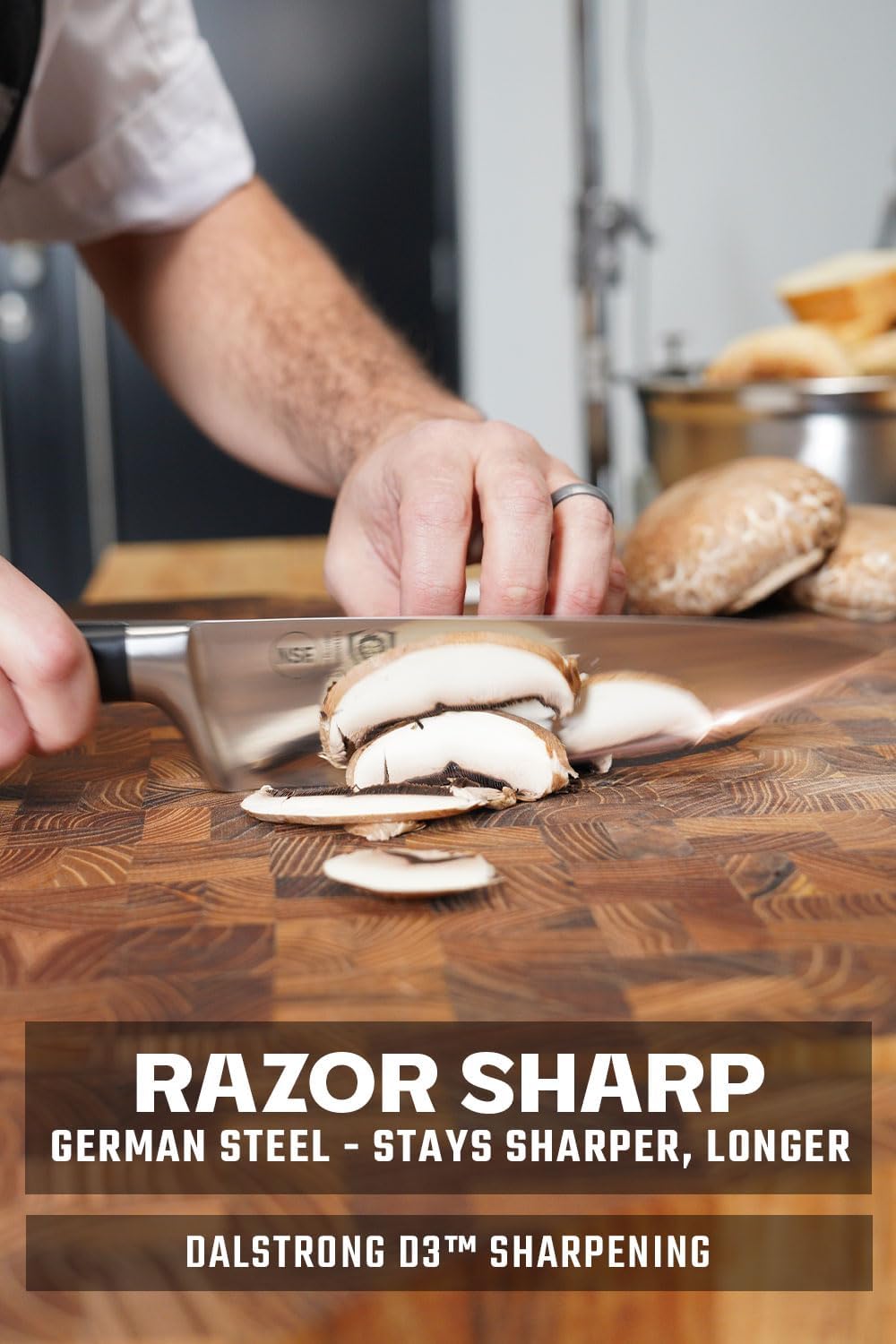 Dalstrong Knife Set Block - 8 Piece - Gladiator Series - German High Carbon Steel Kitchen Knife - Premium Food-Grade Black ABS Polymer Handles - NSF Certified - Image 4