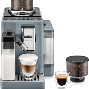 De’Longhi Rivelia Automatic Espresso Machine, Grinder & Frother, Easy Bean Switching, Pebble Gray