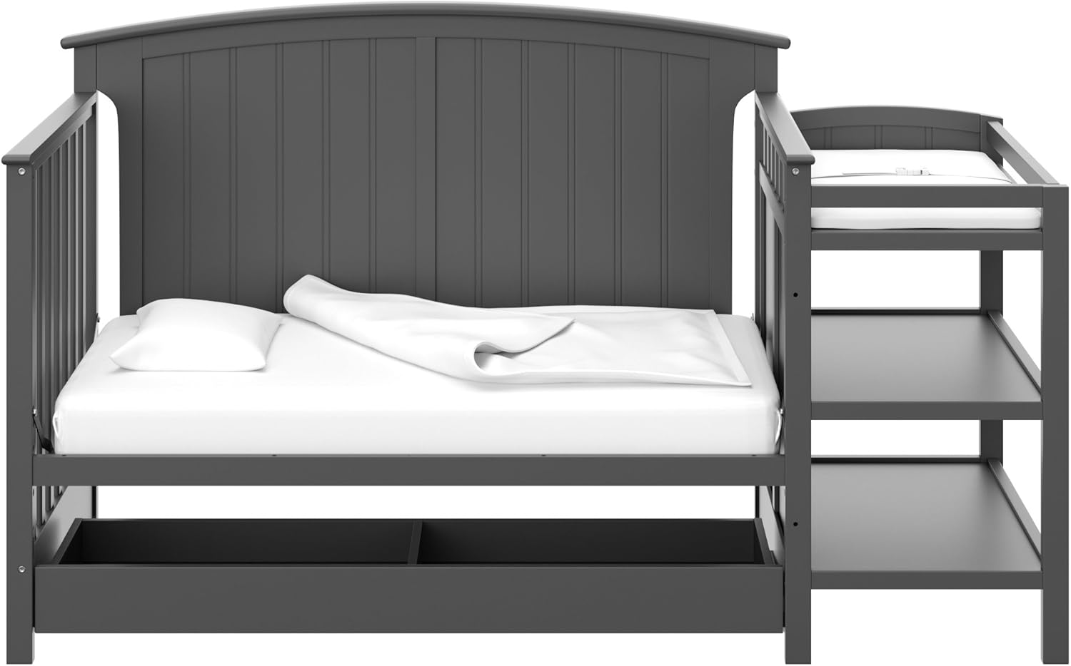 Storkcraft Steveston 5-in-1 Convertible Crib and Changer with Drawer (Gray) – GREENGUARD Gold Certified, Crib and Changing Table Combo with Drawer, Converts to Toddler Bed, Daybed and Full-Size Bed - Image 11