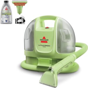 BISSELL Little Green Mini Portable Carpet and Upholstery Deep Cleaner, Car/Auto Detailer, with HydroRinse Self-Cleaning Tool and 4″ Tough Stain Tool, Tea Green, 4075