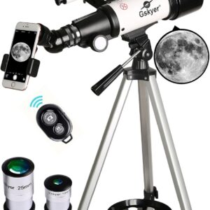 Gskyer Telescope, 70mm Aperture 400mm AZ Mount Astronomical Refracting Telescope for Kids Beginners – Travel Telescope with Carry Bag, Phone Adapter and Wireless Remote.