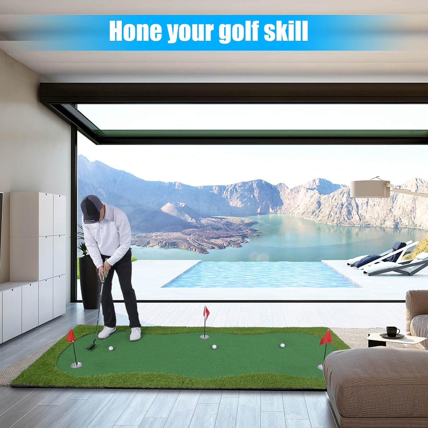 Golf Putting Green/Mat-Golf Training Mat- Professional Golf Practice Mat- Green Long Challenging Putter for Indoor/Outdoor - Image 2