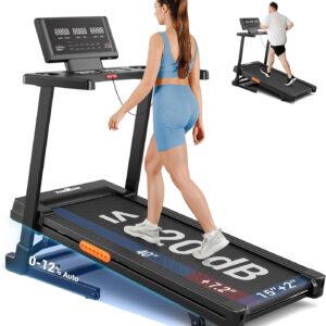THERUN Treadmill with Incline, Incline Treadmill, Brushless Motorized Treadmills for Quiet Running