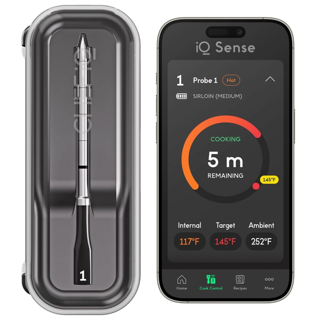 CHEF iQ Sense | Smart Wireless Meat Thermometer | Ultra-Thin Probe | WiFi Unlimited Range | 1000°F Heat Safe | 5 Sensors | BBQ, Grill, Oven, Smoker, Air Fryer | Gen3
