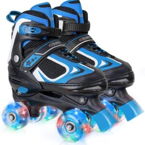 Nattork Kids Roller Skates for Boys Girls Kids, 4 Sizes Adjustable Quad Skates with All Light up Wheels – Birthday Gift for Indoor Outdoor Sports