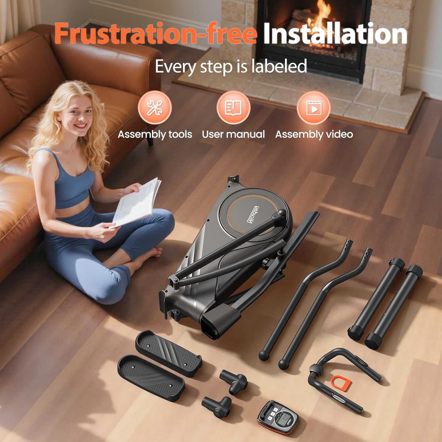 Niceday Elliptical Machine, Elliptical Exercise Machine for Home with Hyper-Quiet Magnetic Driving System, Elliptical Trainer with 15.5IN & 20IN Stride, 16 Resistance Levels, 500LBS Loading Capacity - Image 7