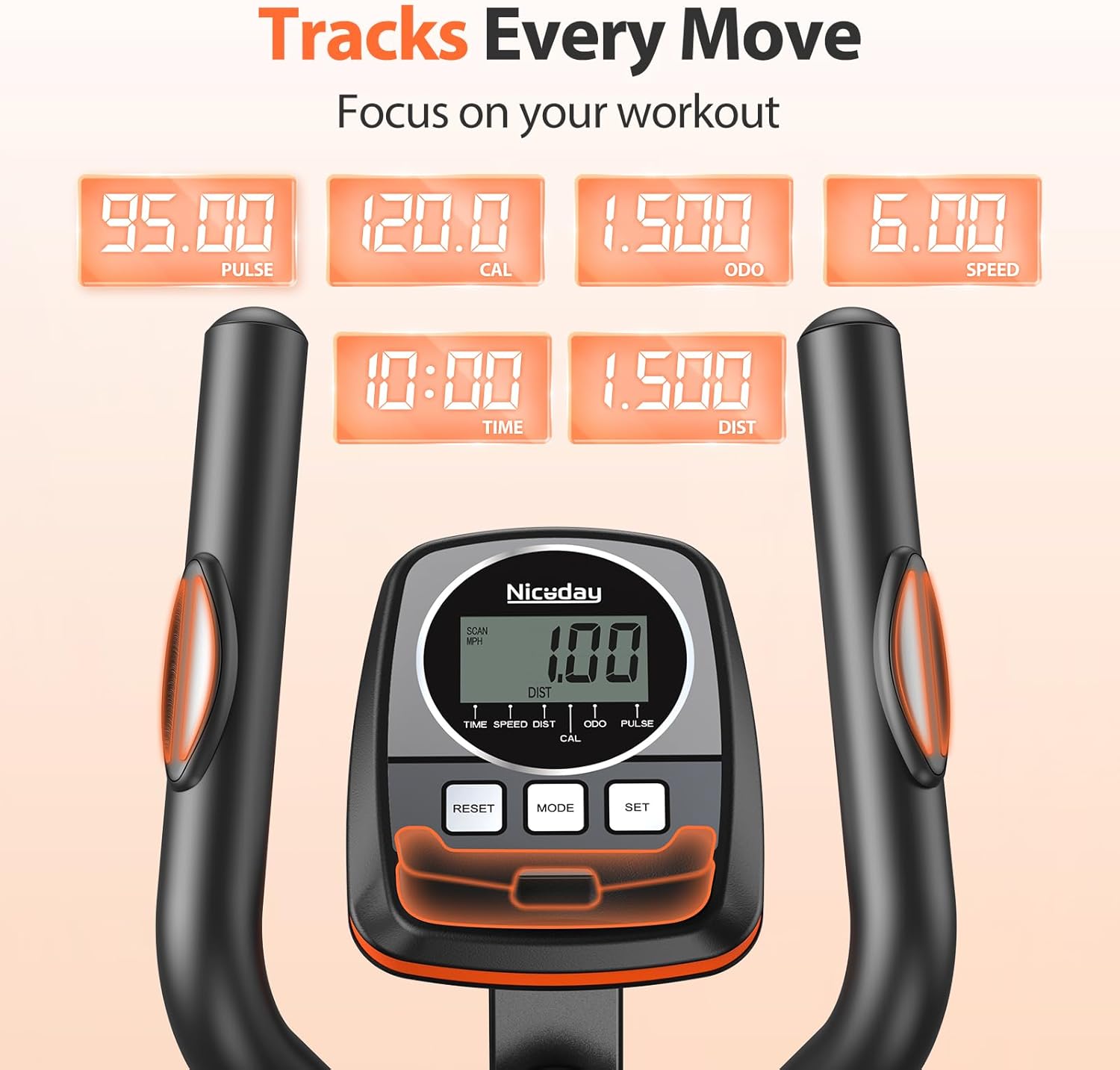 Niceday Elliptical Machine, Elliptical Exercise Machine for Home with Hyper-Quiet Magnetic Driving System, Elliptical Trainer with 15.5IN & 20IN Stride, 16 Resistance Levels, 500LBS Loading Capacity - Image 6