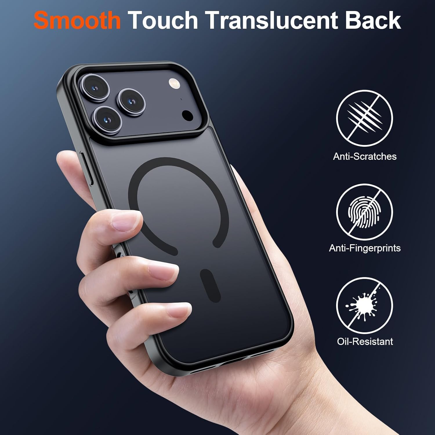 SUPFINE Magnetic for iPhone 17 Pro Max Case (Compatible with MagSafe)(Military Grade Drop Protection) Translucent Matte Shockproof with Anti-Fingerprint Phone Cover, Black - Image 6