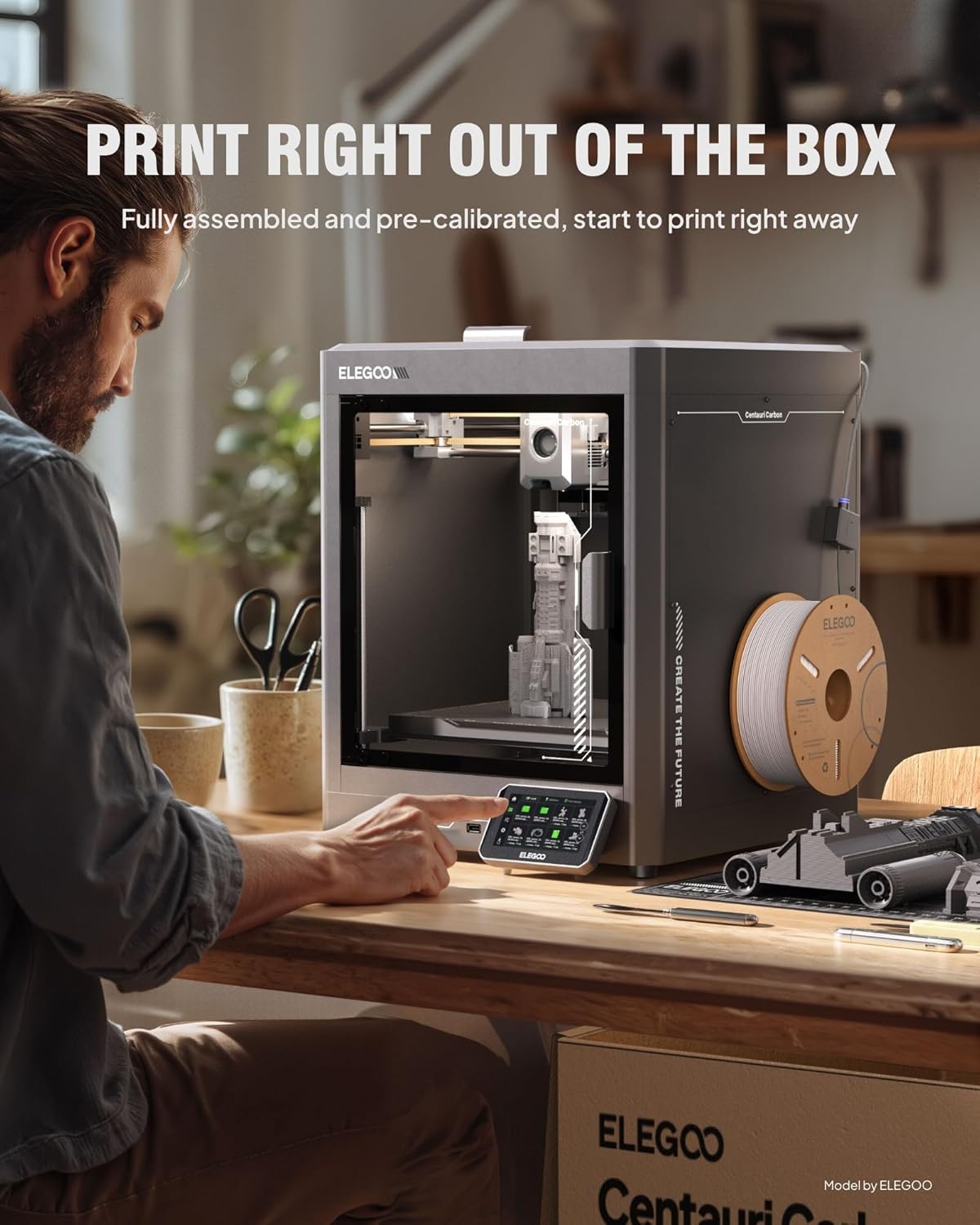 ELEGOO Centauri Carbon 3D Printer, CoreXY 500mm/s High Speed Printing with Auto Calibration, 320°C Nozzle and Built-in Camera, Ready to Print Out of The Box, 256x256x256mm Printing Size - Image 2