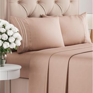 Full Size 4 Piece Sheet Set – Comfy Breathable & Cooling Bed Sheets Set – Hotel Luxury Bedding for Women, Men, Kids, Teens, Boys & Girls – Deep Pockets, Ultra-Soft and Wrinkle Free – Oeko-Tex – Mauve