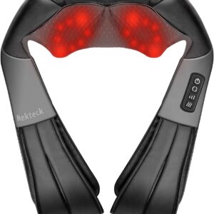 Nekteck Shiatsu Neck Massager for Pain Relief Deep Tissue with Heat, 3D Kneading Massage Pillow Back Shoulder Massagerfor Body Muscle, Plug-in Use for Home Office Car, Gifts for Mom Dad Him Her