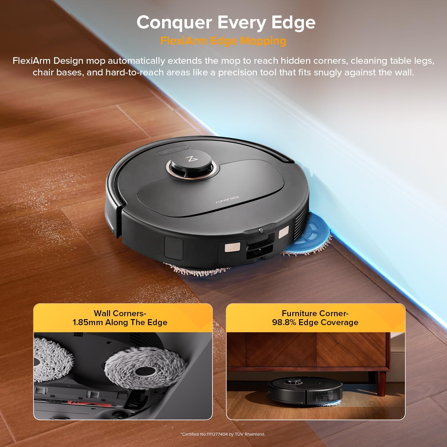 roborock Qrevo S5V Robot Vacuum and Mop, FlexiArm Edge Mopping, 12,000Pa Suction, Dual Zero-Tangle System, Smart Obstacle Avoidance, 10mm Mop Lifting, Auto Mop Washing&Drying, Self-Emptying&Refilling - Image 4