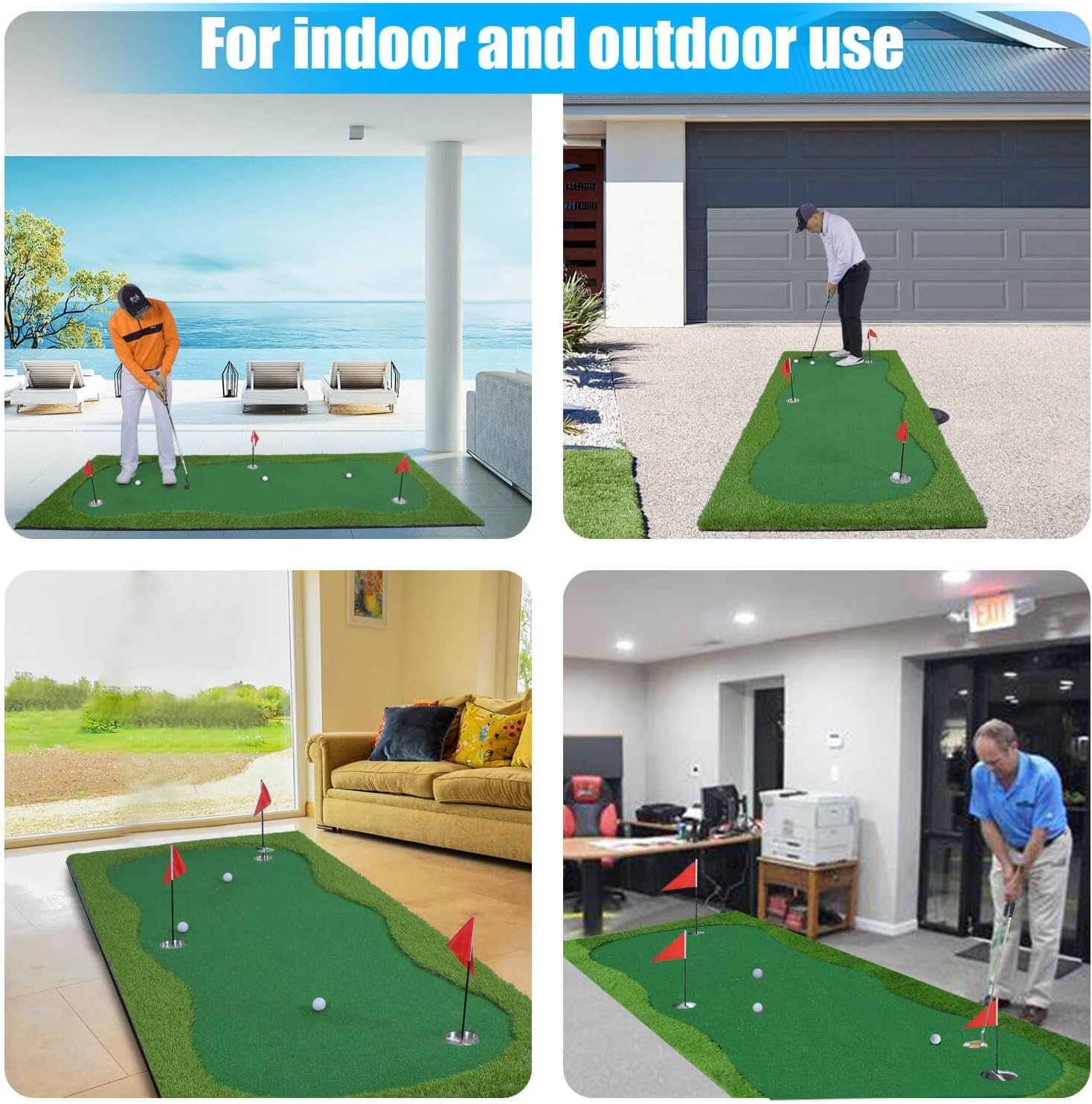 Golf Putting Green/Mat-Golf Training Mat- Professional Golf Practice Mat- Green Long Challenging Putter for Indoor/Outdoor - Image 5