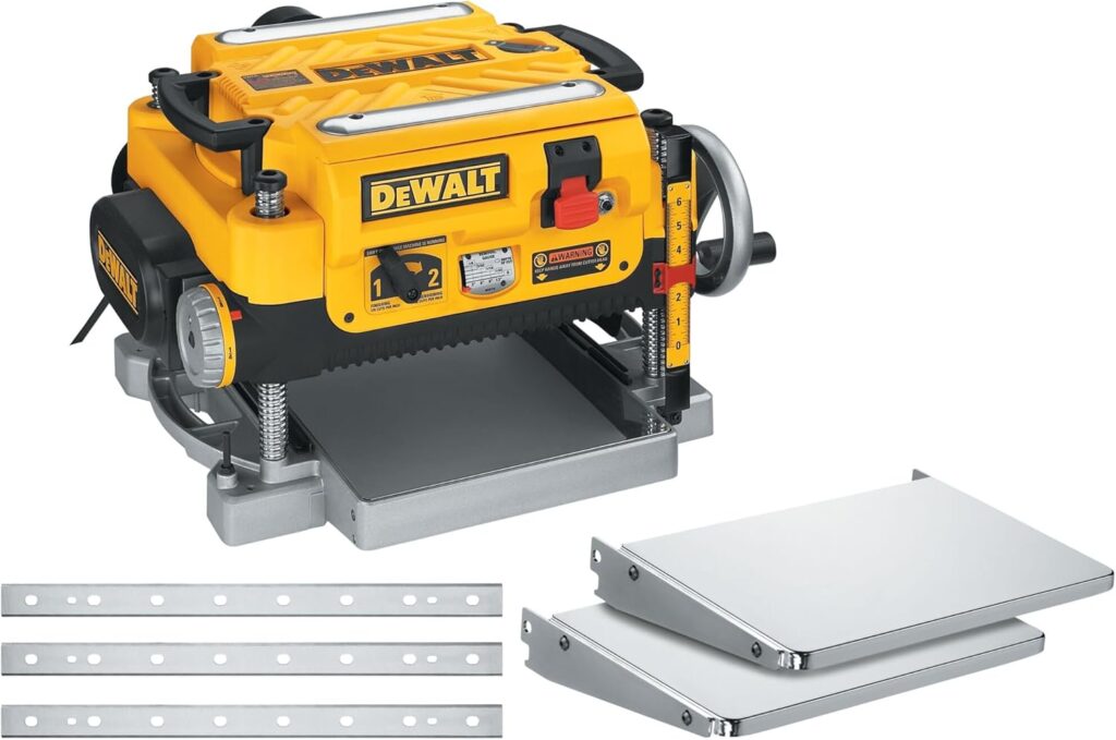 DEWALT Thickness Planer, 13-inch Wood Planer, Three Knife Two Speed, 15 Amp, 20,000 RPM Motor (DW735X)