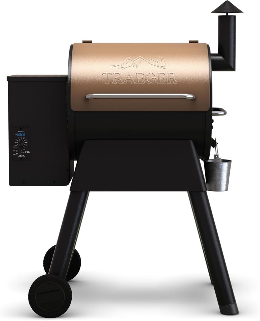 Traeger Grills Pro 22 Wood Pellet Grill & Smoker, Electric Pellet Smoker Grill Combo, 6-in-1 BBQ Versatility, 572 sq. in. Grilling Capacity, Meat Probe, 450 Degree Max Temperature, 18LB Hopper, Bronze