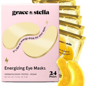 grace & stella Award Winning Under Eye Mask – Stocking Stuffers for Women – Gifts for Teenage Girls – Gel Eye Patches for Dark Circles, Puffy Eyes, Undereye Bags – Vegan – Self Care (24 Pairs, Gold)